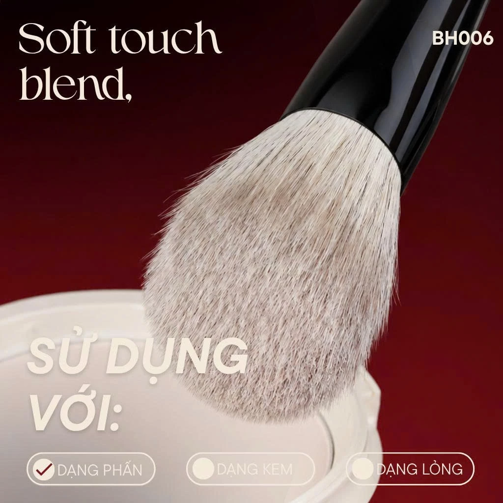 Cọ Trang Điểm Phấn Phủ Đầu Bung Xéo - Cọ Má Hồng Phấn BH Cosmetics Angled Contour Brush BH006